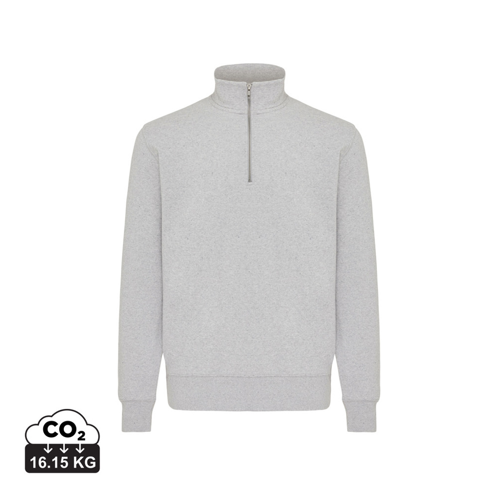 IQONIQ Elgon gerecycled katoen sweater met kwartritssluiting