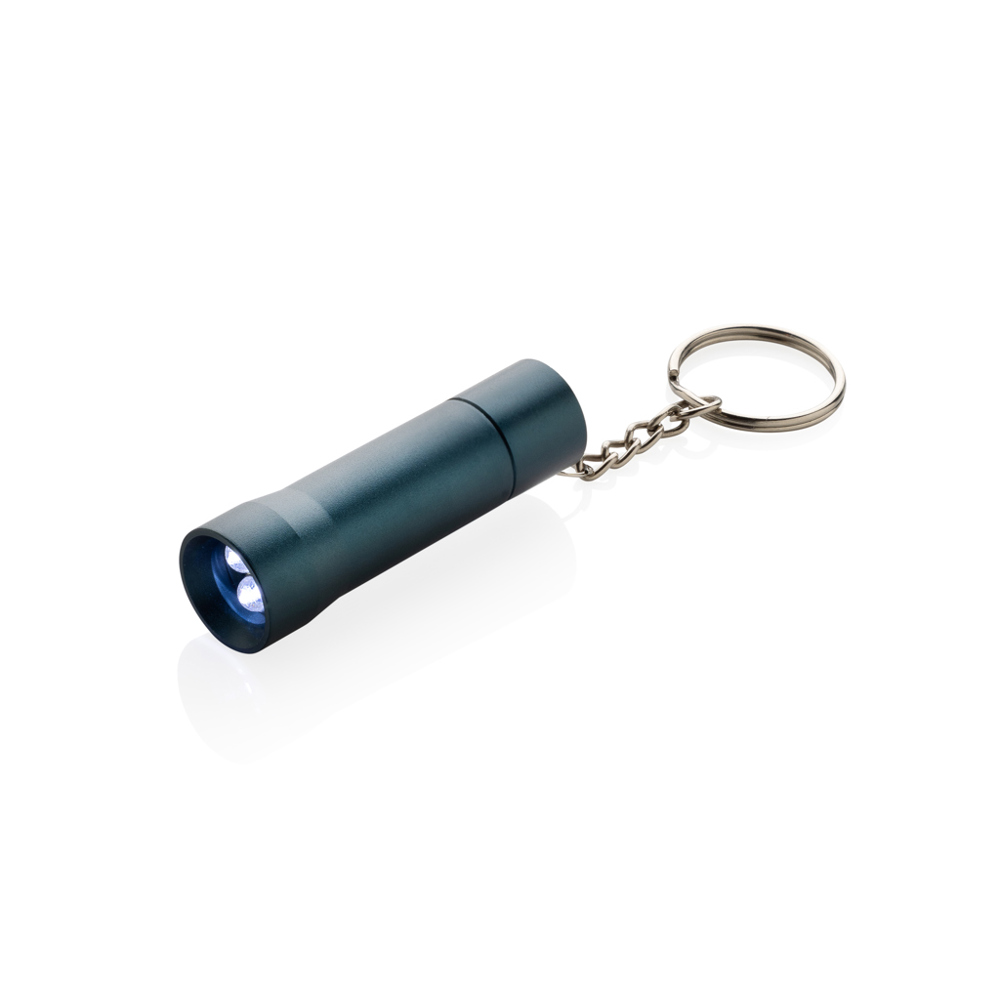 Flash RCS gerecycled aluminium sleutelhanger zaklamp - blauw (± PMS 7708)