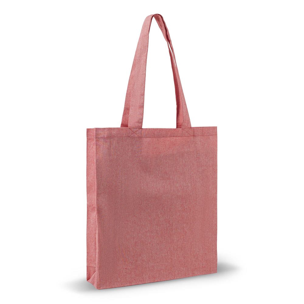 Schoudertas recycled katoen 140g/m² 38x42x10cm - Rood
