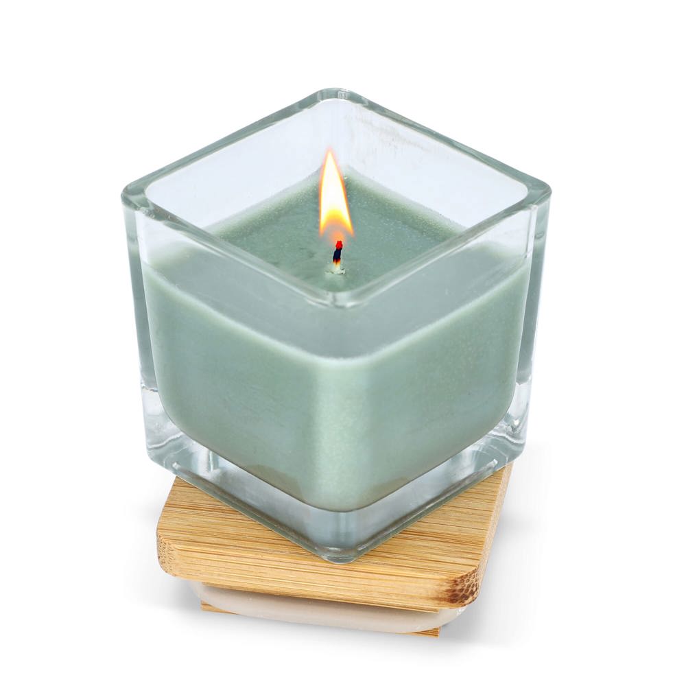 Chakra plantaardige kaars in glazen houder