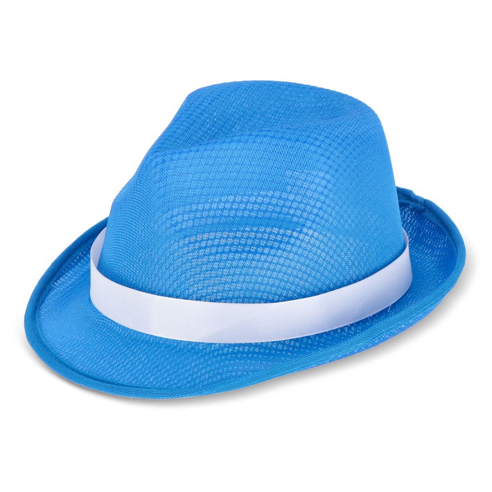 Polyester hoed met band - Blauw