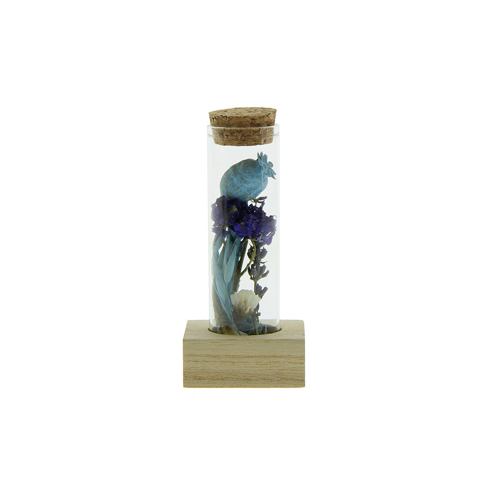 Dried Flowers - Single tube & wood - lichtblauw