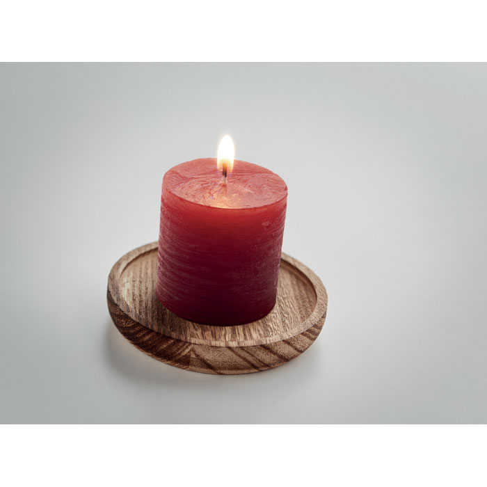 PENTAS - Kaars met ronde houten basis