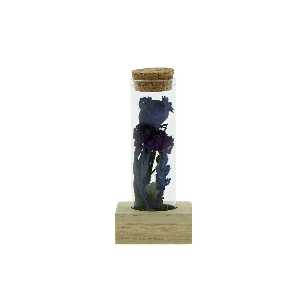 Dried Flowers - Single tube & wood - donkerblauw