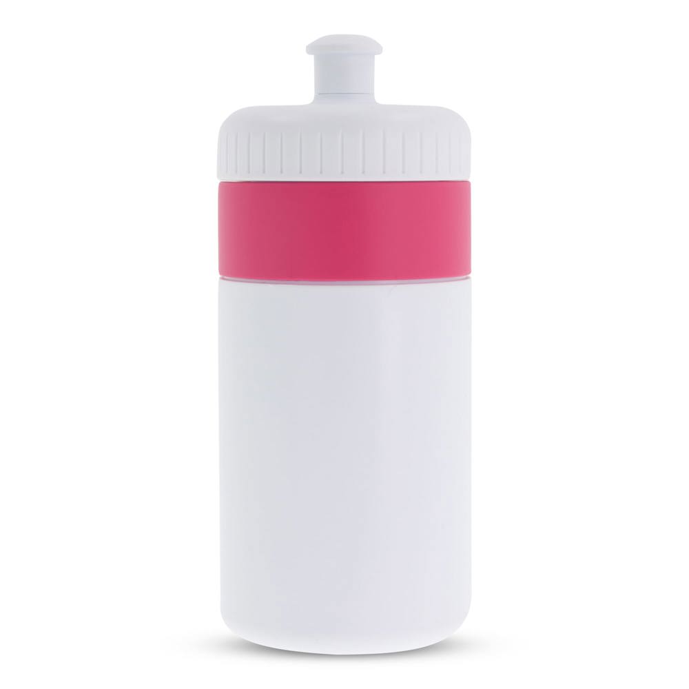 Sportbidon met rand 500ml - Wit / Roze