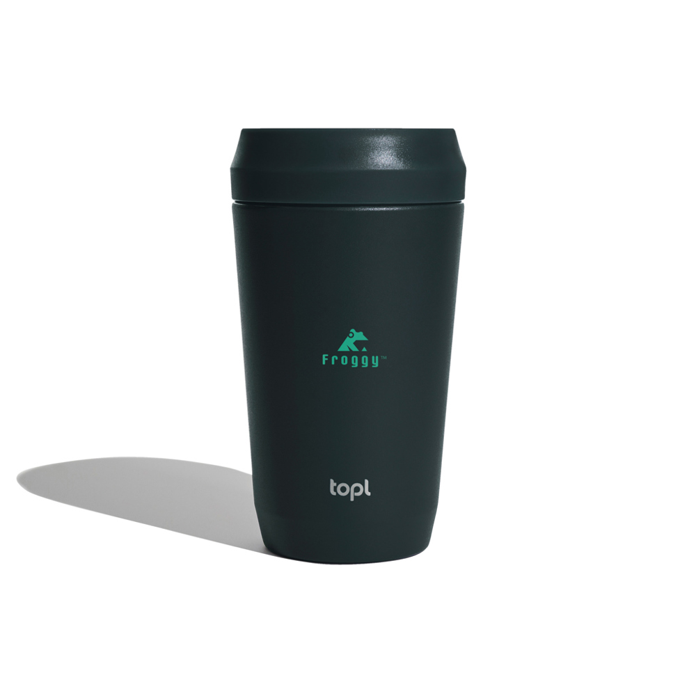 Topl Recycled RVS To Go beker gepatenteerd 360 Lid 354ml