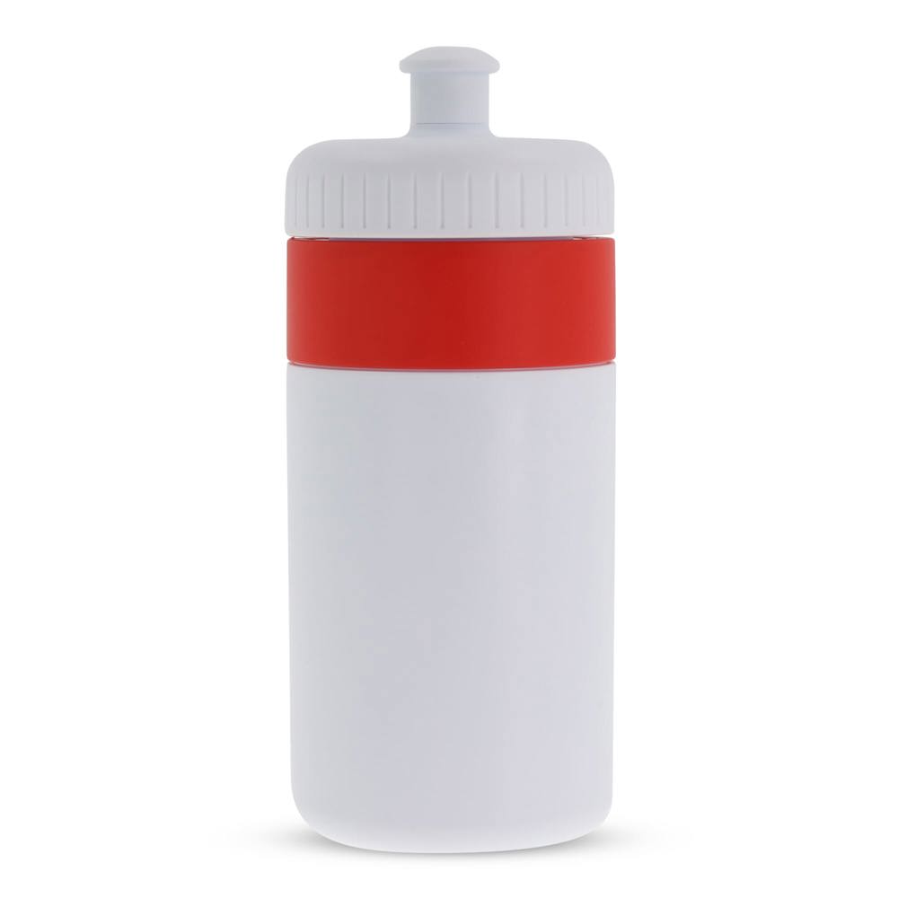 Sportbidon met rand 500ml - Wit / Rood