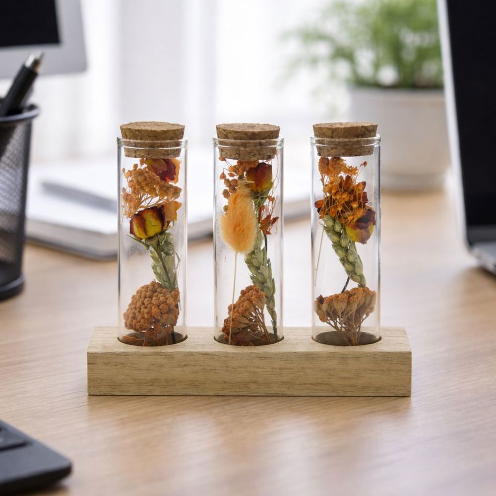 Dried Flowers - Trio tube & wood, Rood