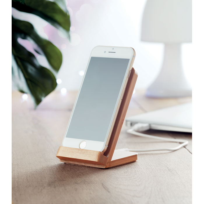 WIRESTAND - Draadloze bamboe oplaadstation