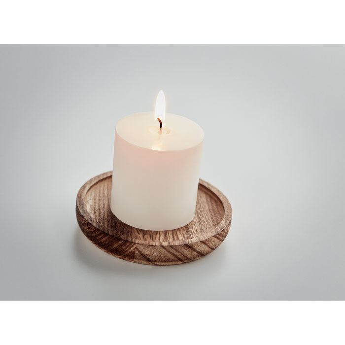 PENTAS - Kaars met ronde houten basis