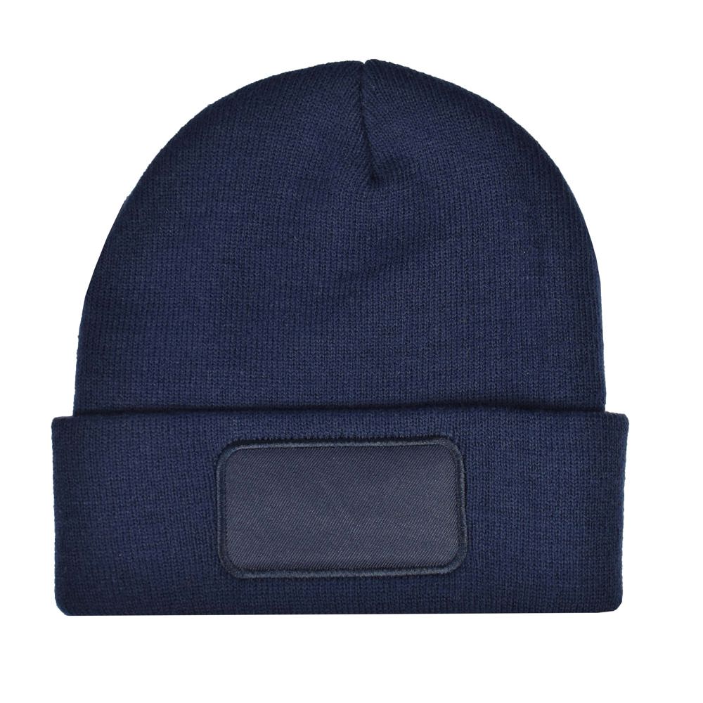Gebreide muts met label 100% rPET - Navy (PMS 533c) / Navy