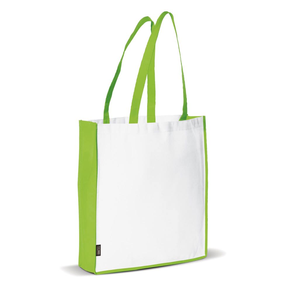 Schoudertas non-woven 75g/m² - Wit / Lichtgroen