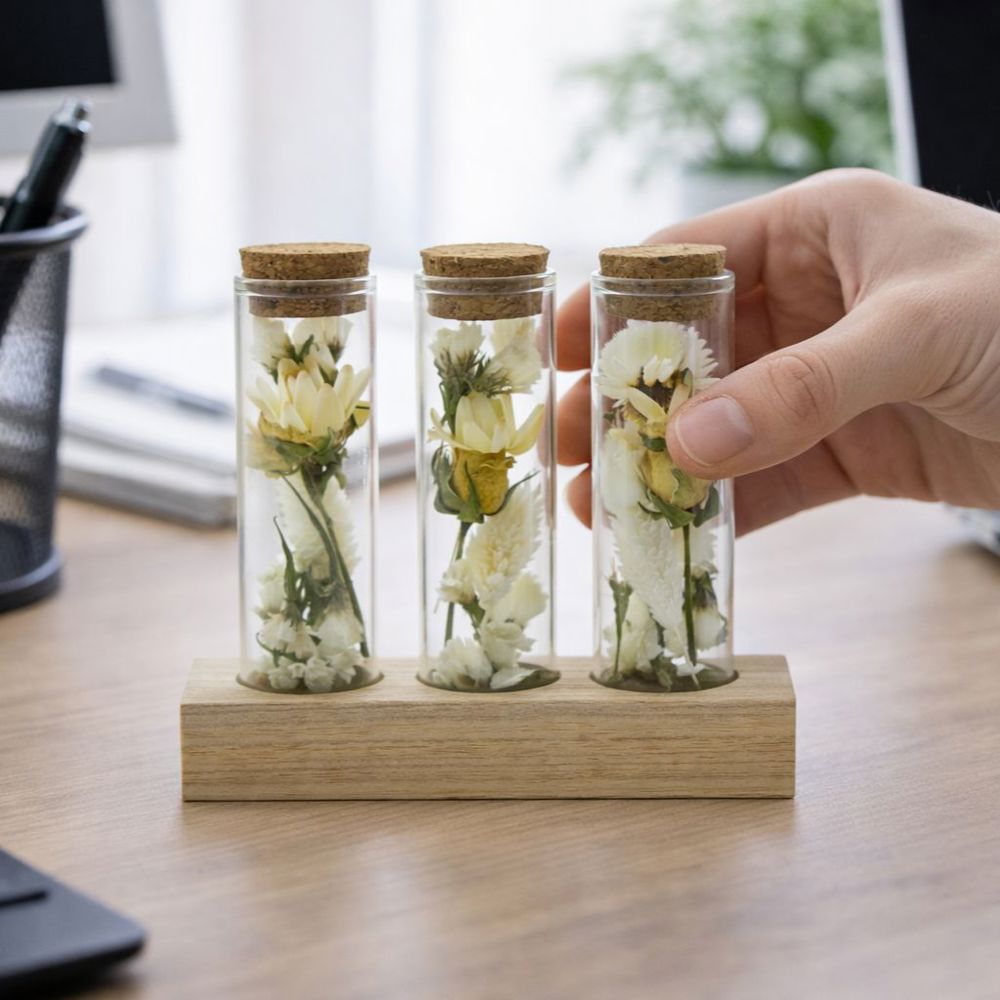 Dried Flowers - Trio tube & wood, Rood