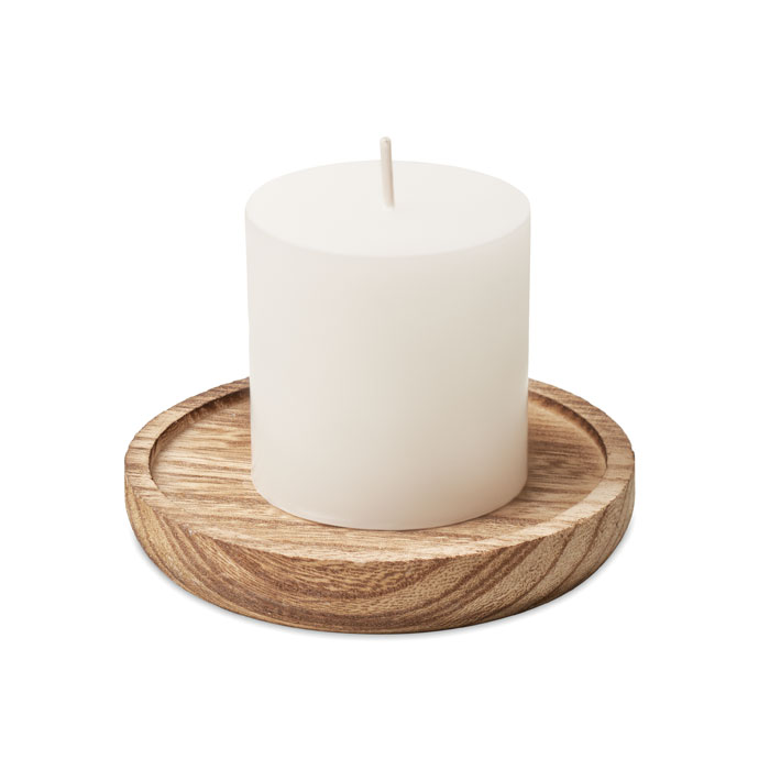PENTAS - Kaars met ronde houten basis - Hout