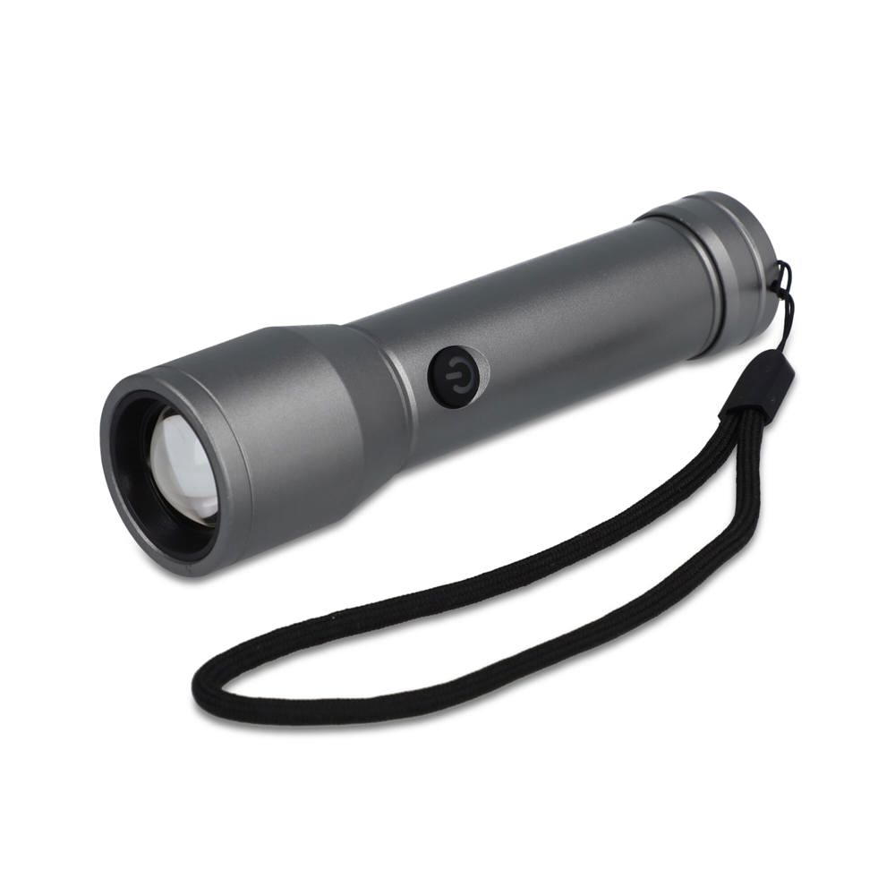 Oplaadbare IPX4-zaklamp van gerecycled aluminium - Zilver