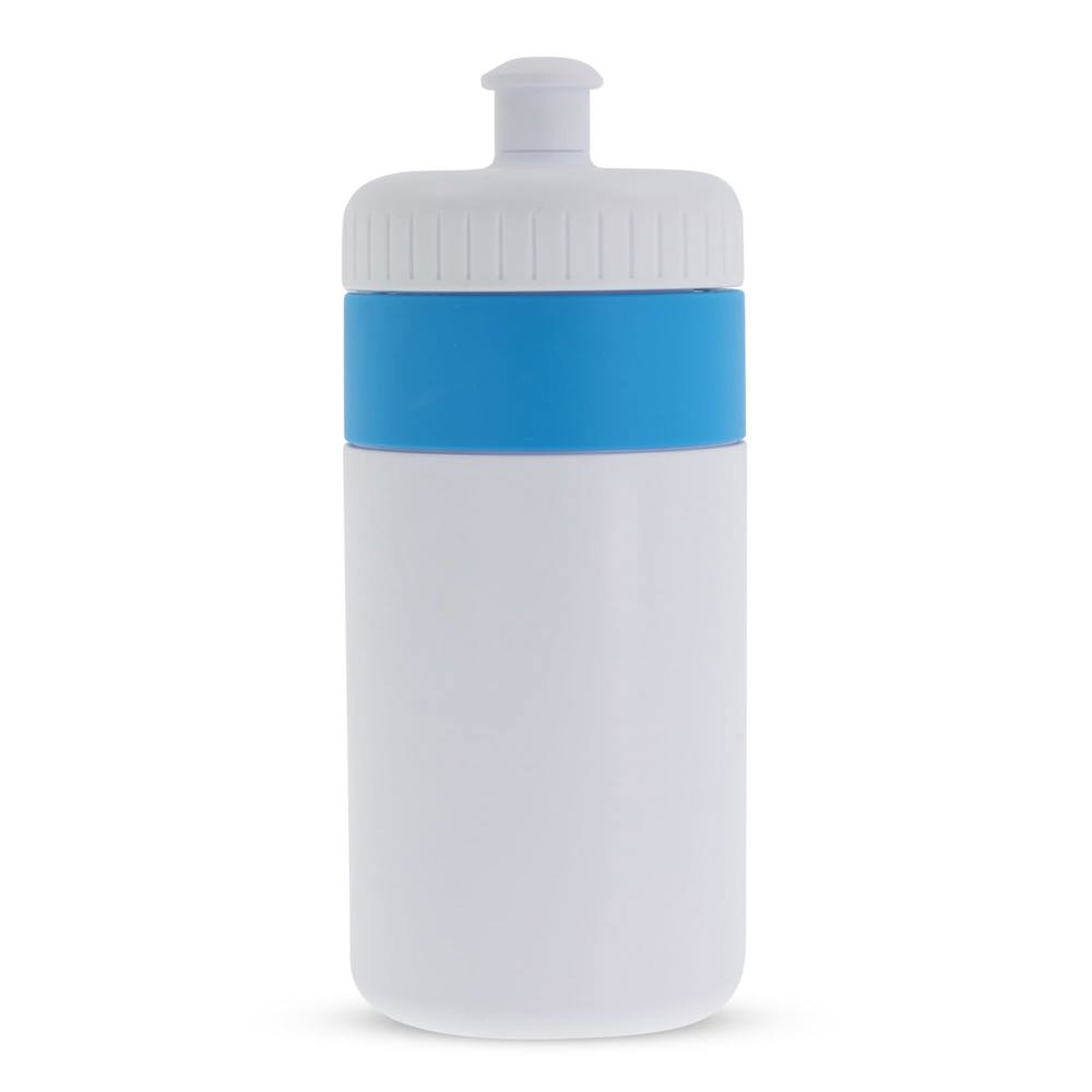 Sportbidon met rand 500ml - Wit / Lichtblauw