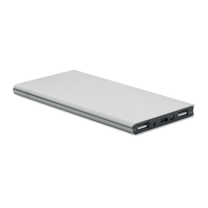 POWERFLAT8C - Powerbank 8000 mAh - Mat Zilver
