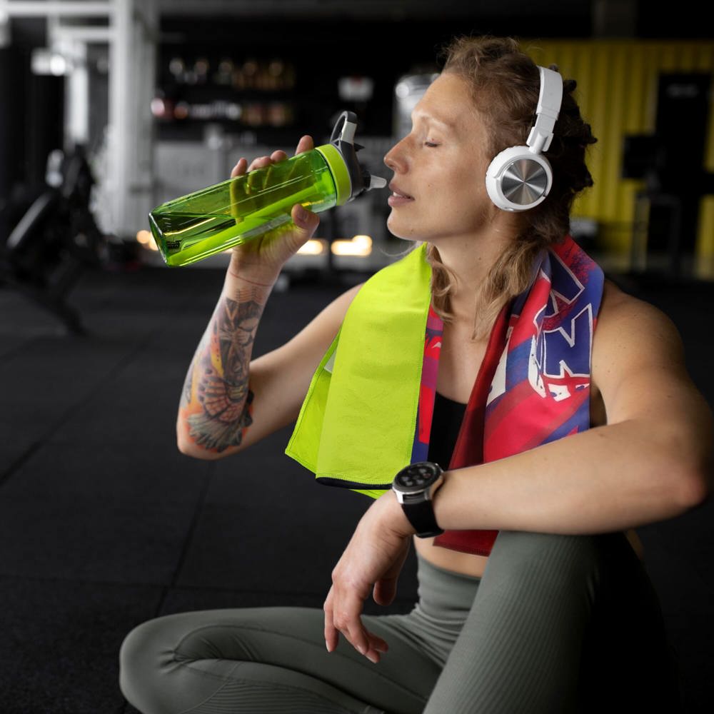 R-PET sneldrogende sport handdoek 40x80cm met etui (200g/m²) sublimatie 