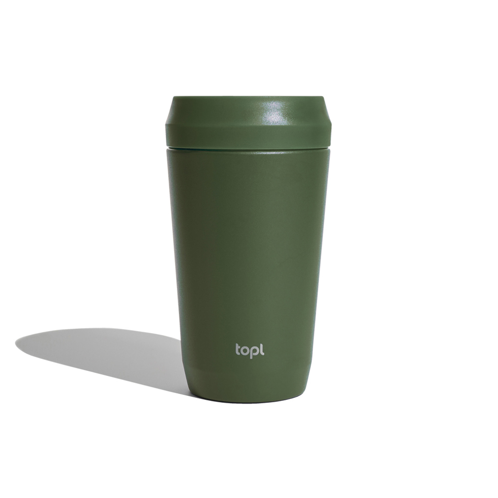 Topl Recycled RVS To Go beker gepatenteerd 360 Lid 354ml - groen (± PMS 7763C)