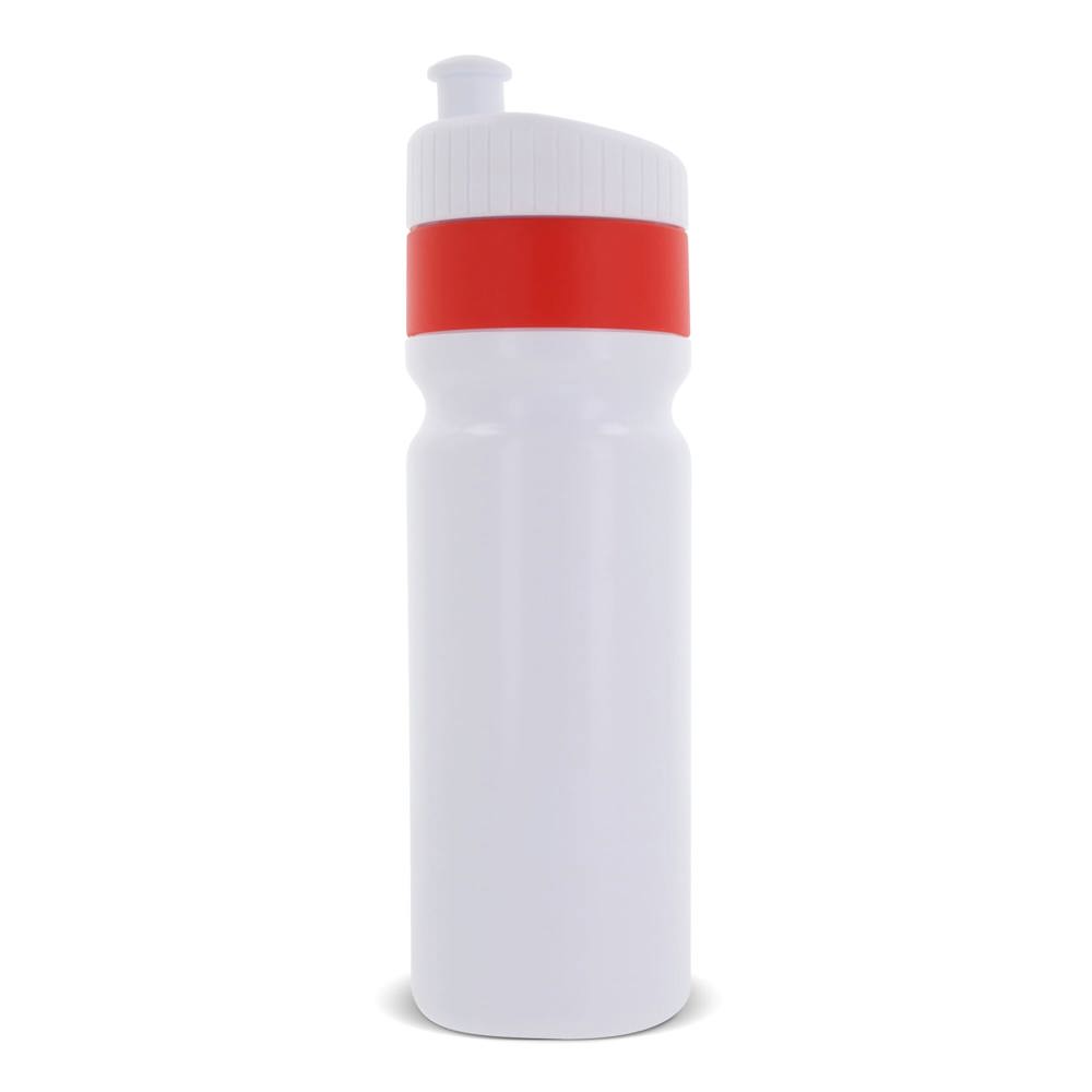 Sport bidon met rand 750ml - Wit / Rood