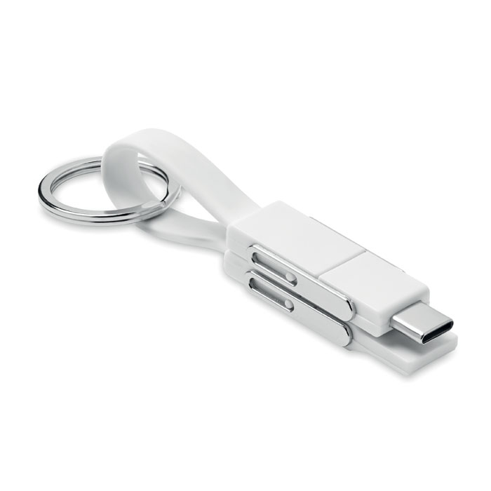 KEY C - Sleutelhanger met 4 in 1 kabel - wit