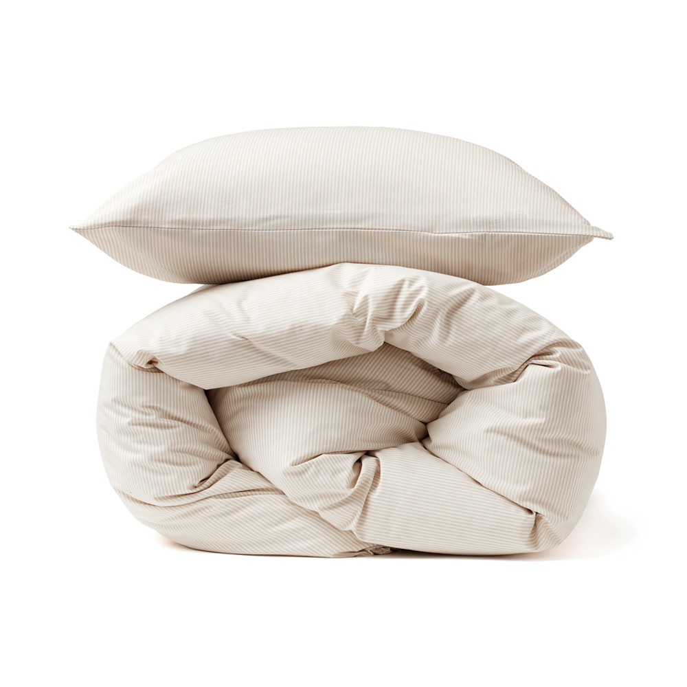 VINGA Montgomery premium katoenen beddengoed, 4-delige set - beige, wit (± PMS beige/ ± PMS White)