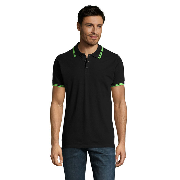 PASADENA MEN - PASADENA HEREN POLO 200 - Zwart/Limoen