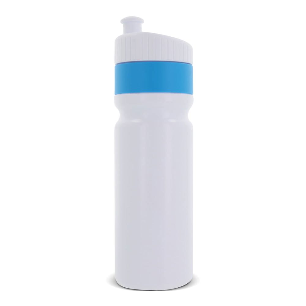 Sport bidon met rand 750ml - Wit / Lichtblauw