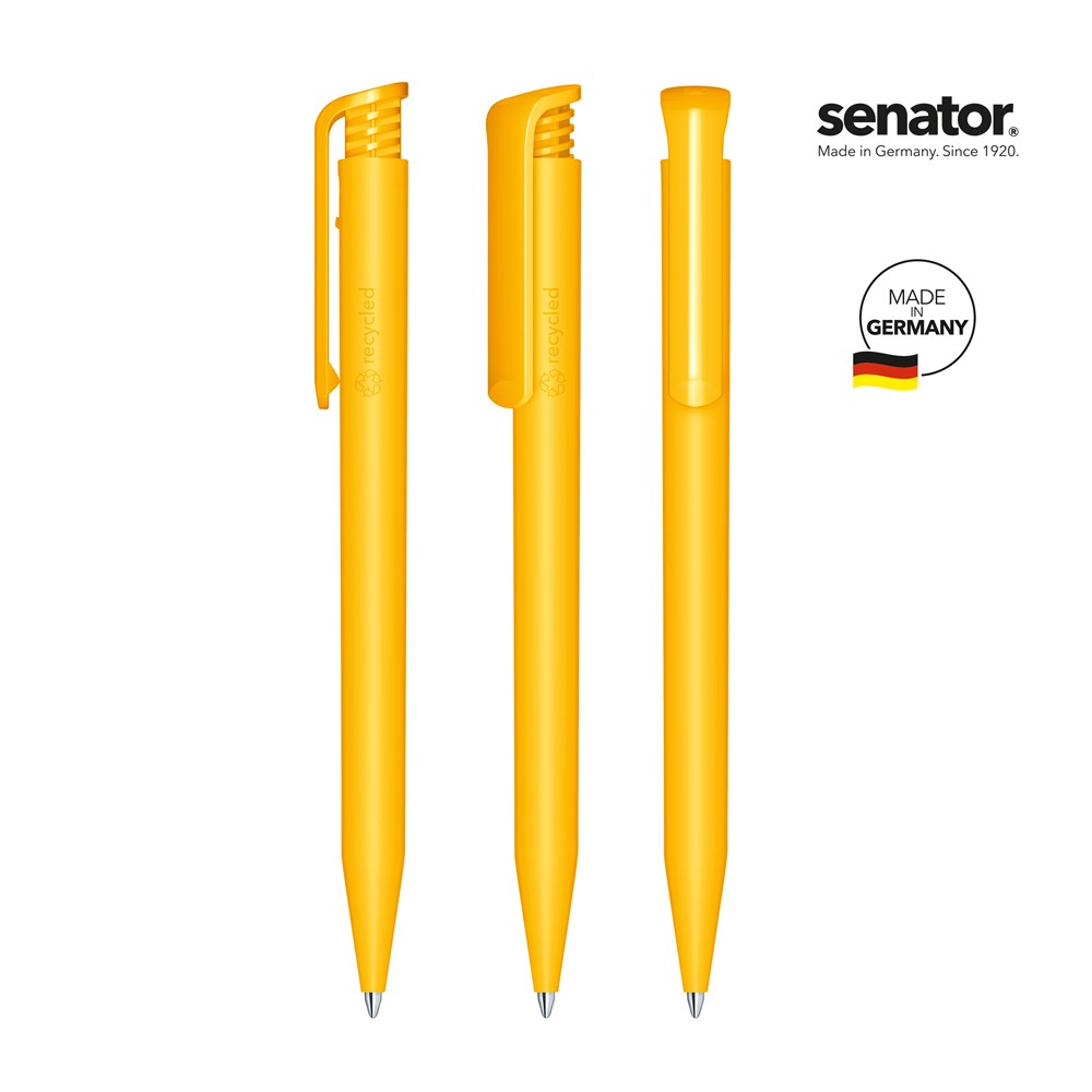senator® Super Hit Matt Recycled retractable pen - wit/geel 7408