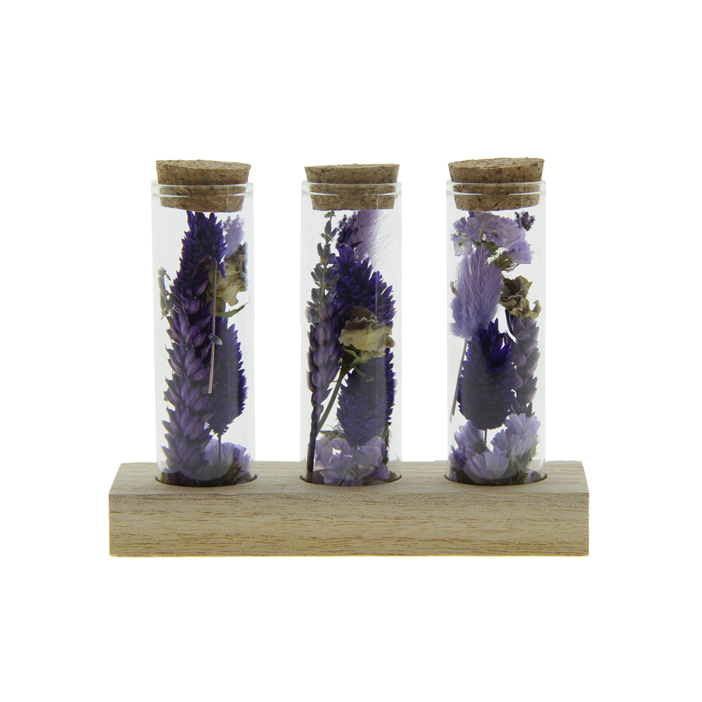 Dried Flowers - Trio tube & wood - Paars