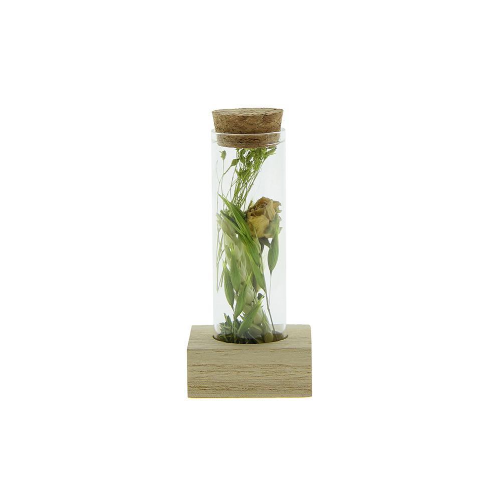 Dried Flowers - Single tube & wood - groen