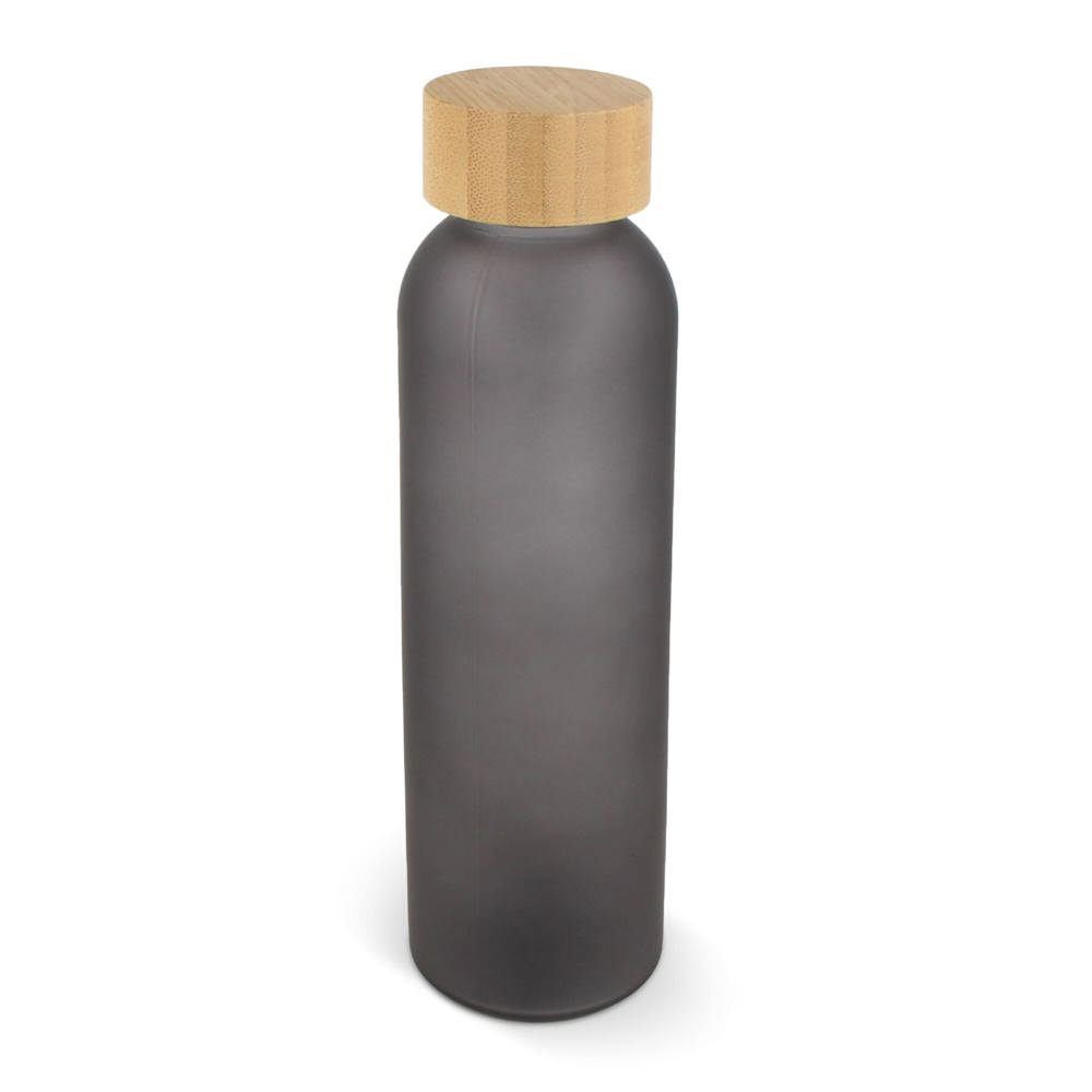 Waterfles glas &amp; bamboe 500ml - Donker Grijs