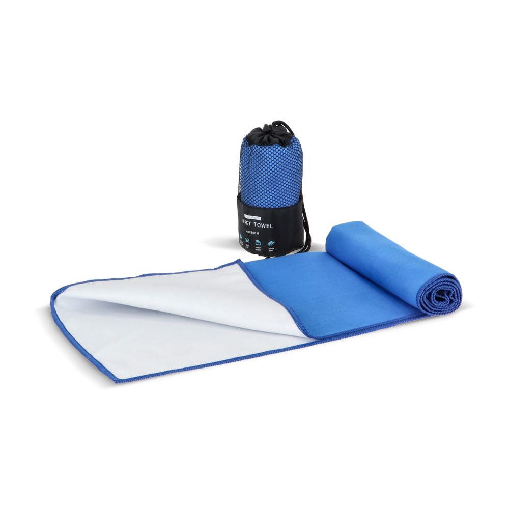 R-PET sneldrogende sport handdoek 40x80cm met etui (200g/m²) sublimatie - Blauw