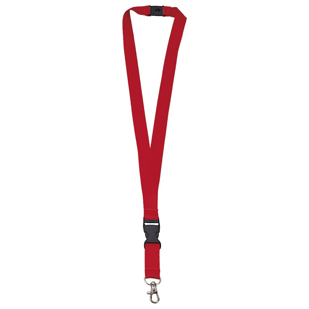 Polyester lanyard 20 mm met gesp en haak - Red 485C