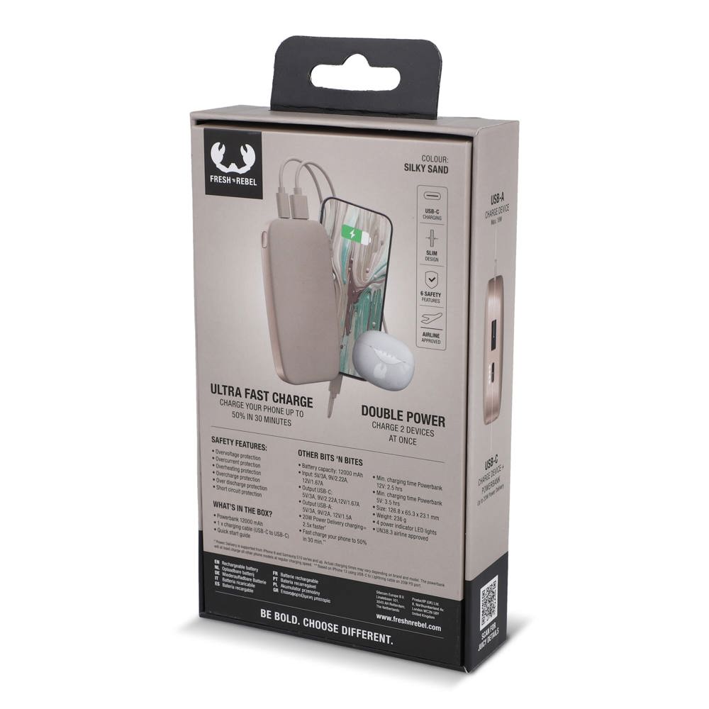 2PB12100 | Fresh 'n Rebel Powerbank 12000 mAh USB-C Fast Charging 20W
