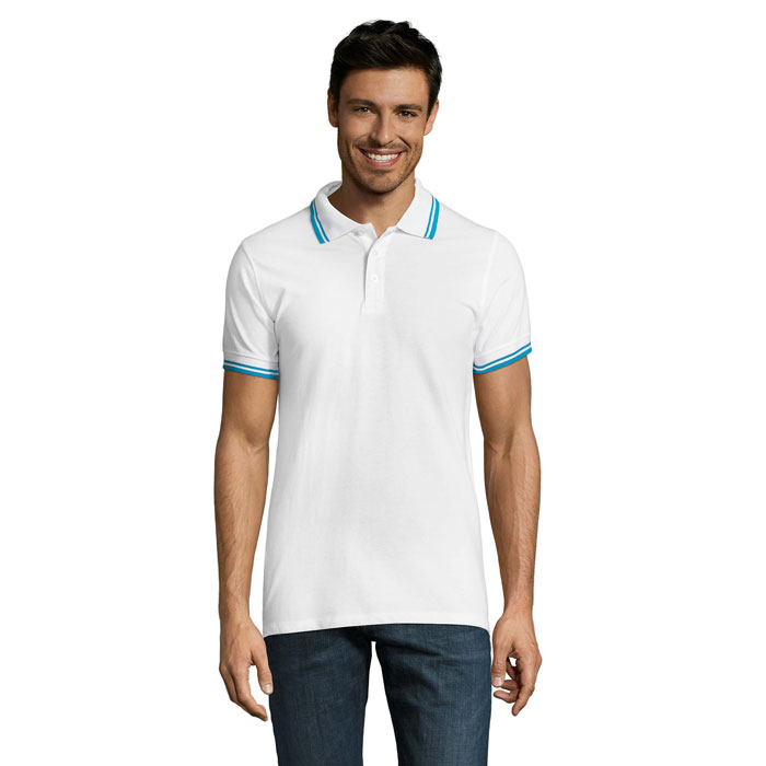PASADENA MEN - PASADENA HEREN POLO 200 - White/Aqua