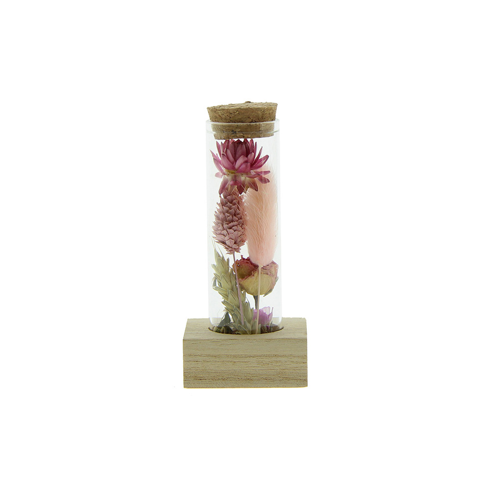 Dried Flowers - Single tube & wood - roze