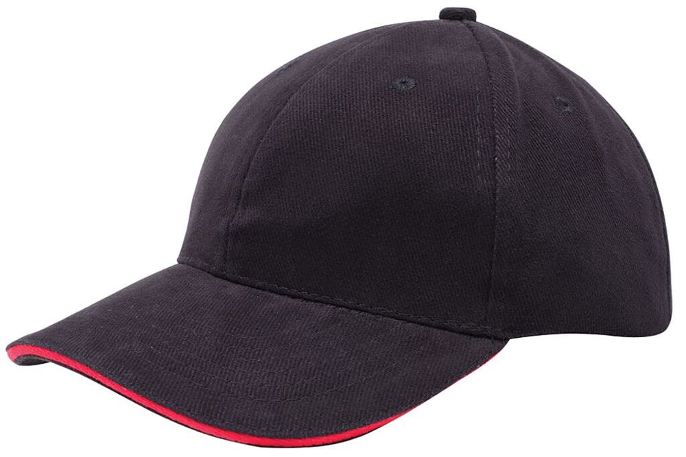 Heavy brushed cap - Zwart (Black) / Rood