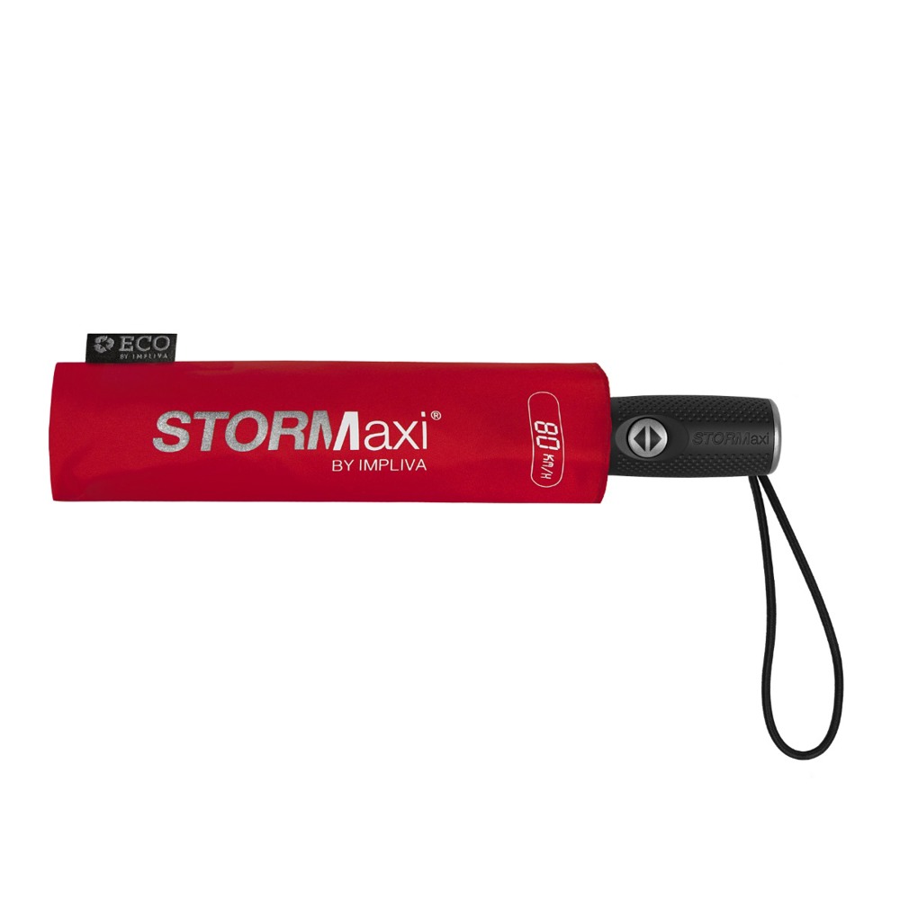 STORMaxi - Arodynamische opvouwbare stormparaplu - Automatisch openen en sluiten - Windproof - 90 cm - Rood (± PMS 199C)