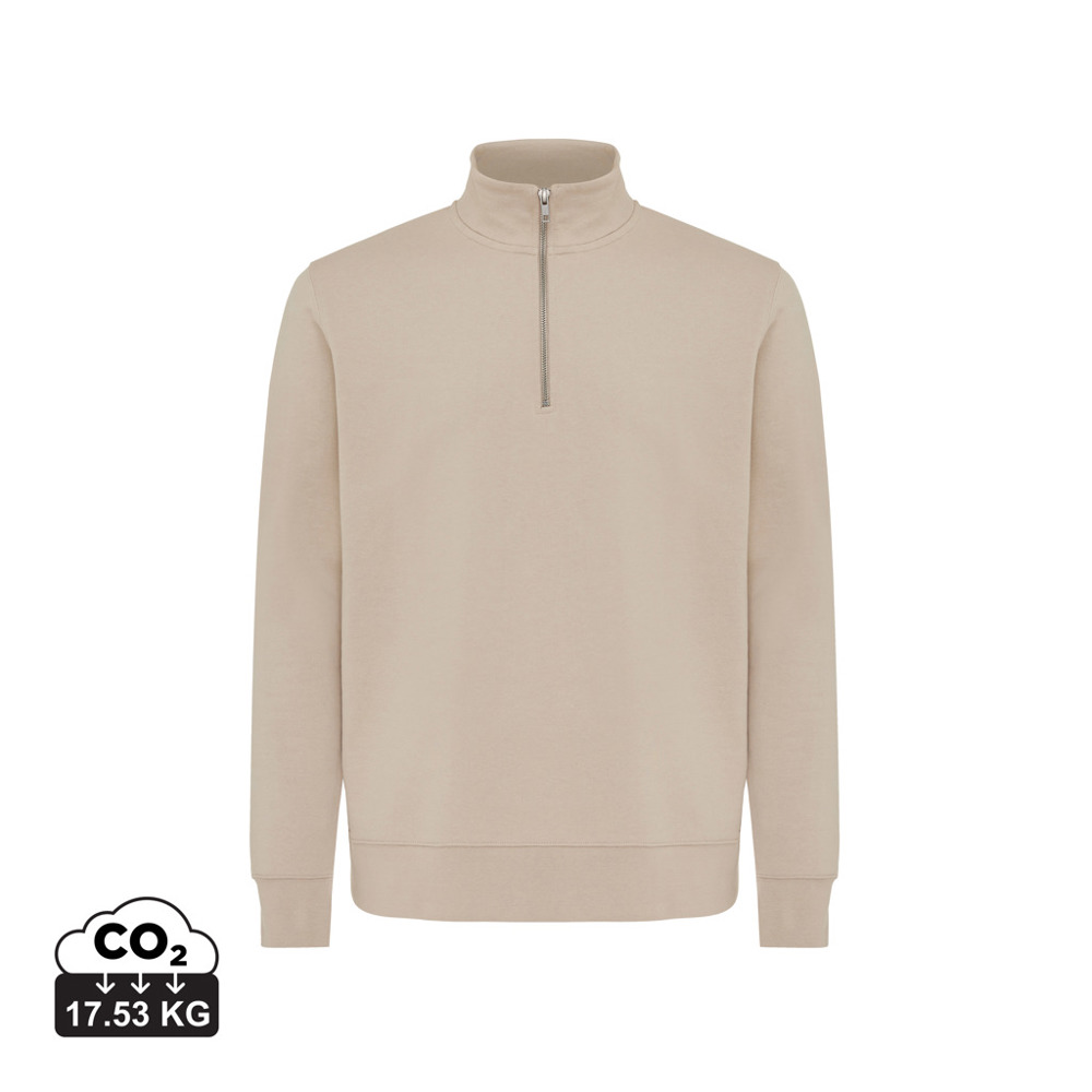 IQONIQ Elgon gerecycled katoen sweater met kwartritssluiting