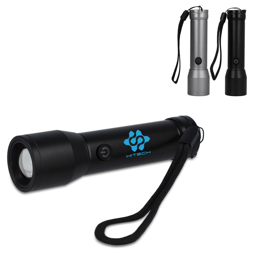 Oplaadbare IPX4-zaklamp van gerecycled aluminium